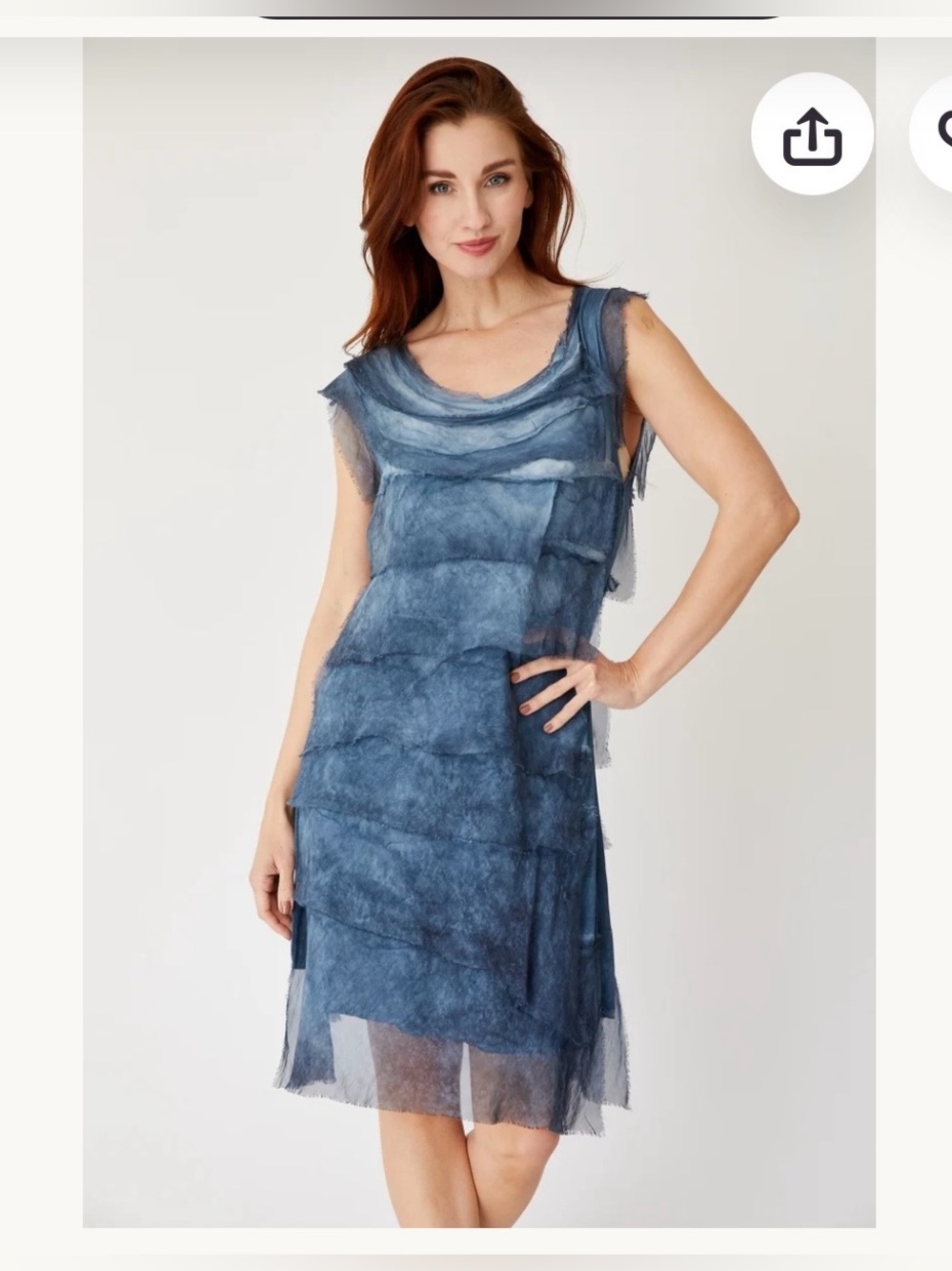 Tempo Paris Blue  Silk Short Layered Flowy  Dress one size fits all